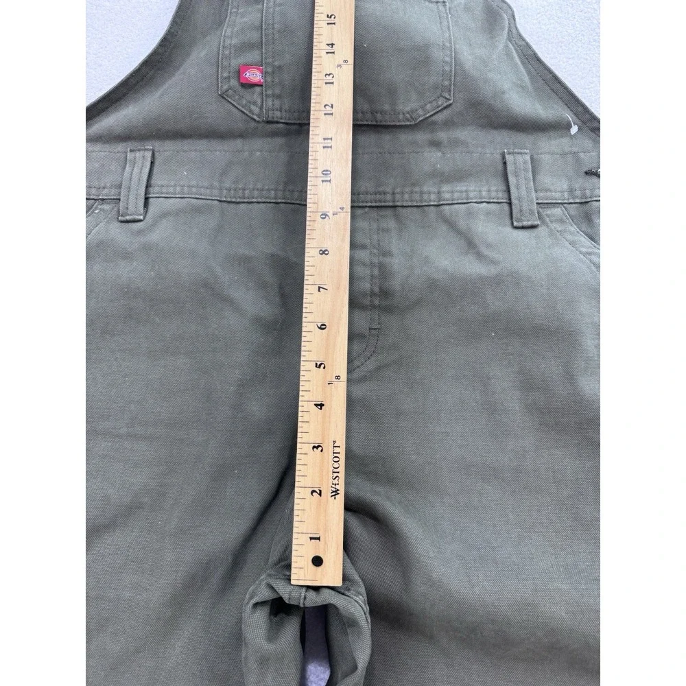 Dickies Bib Overalls Women M Mil Green Straight Duck Denim 36x32 Work Utility